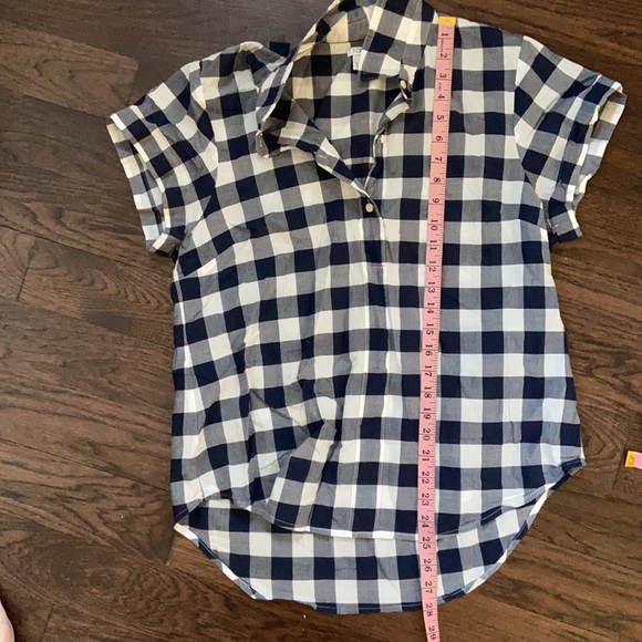 J. Crew Factory Navy & White pullover blouse - Picture 7 of 8